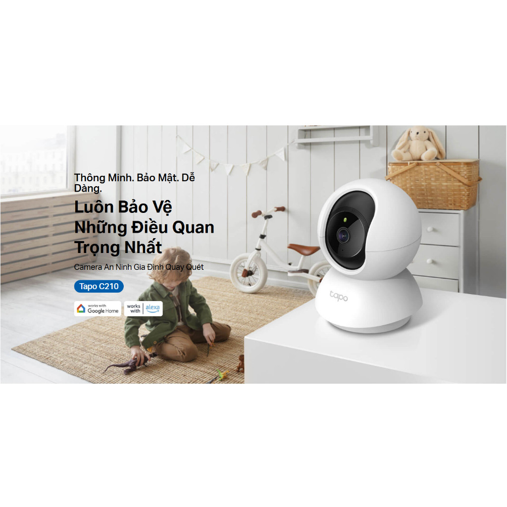 CAMERA WIFI TRONG NHÀ TAPO C210 3MP - Xoay 360 Độ, Đàm thoại hai chiều, Chế độ Riêng tư tùy chỉnh, Phát hiện chuyển động - HÀNG CHÍNH HÃNG