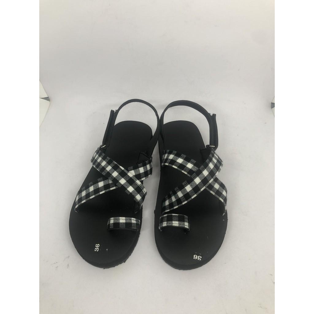 Xăng đan nữ sandal đồng nai đế đen quai ca rô size từ 35 đến 42 nữ