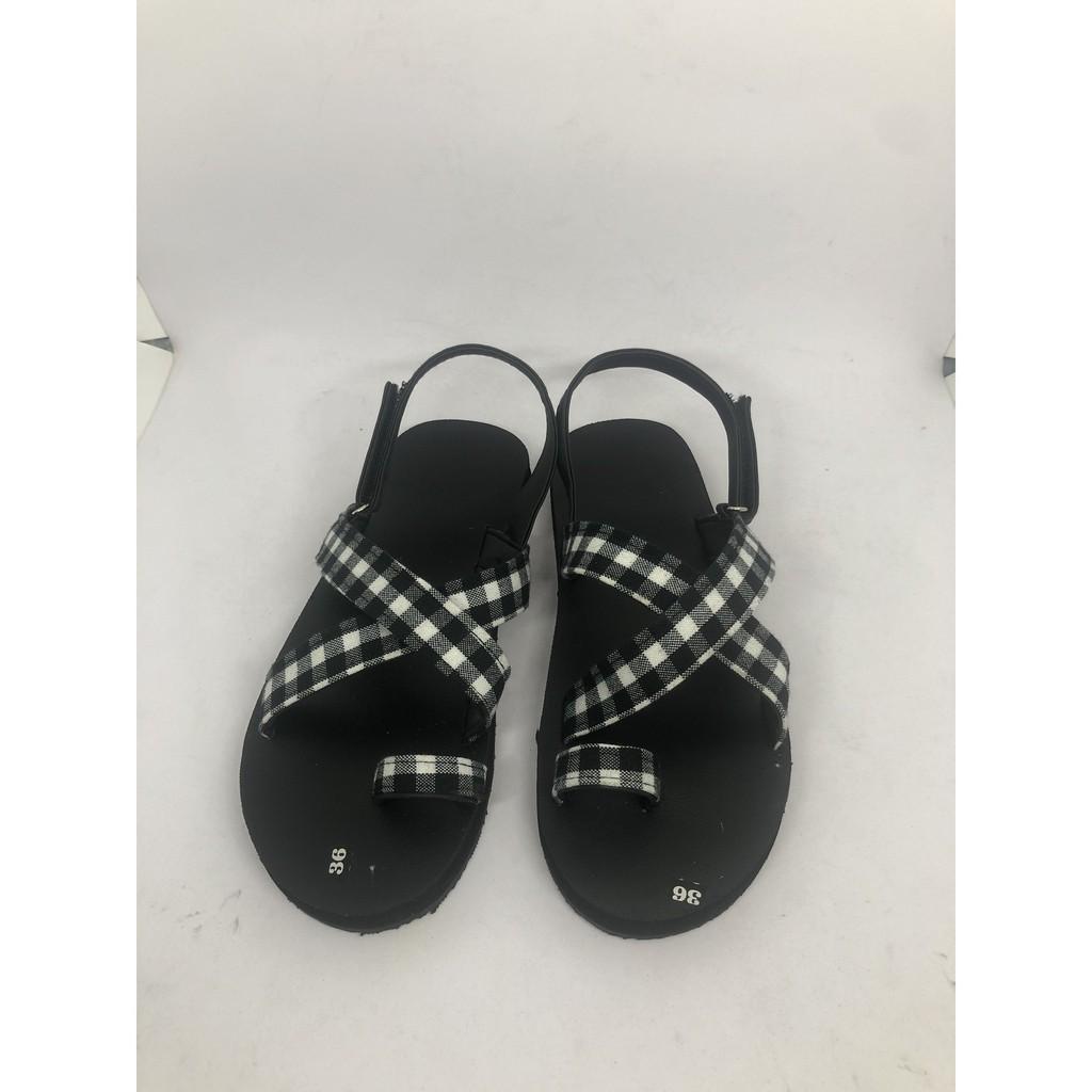 xăng đan nữ sandal đồng nai đế đen quai ca rô size từ 35 đến 42 nữ