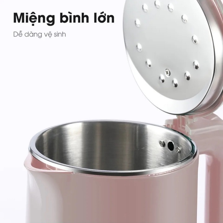 Bình đun nước siêu tốc công suất 1500W đun sôi cực nhanh, dung tích 2.5L, 2 lớp cách nhiệt an toàn