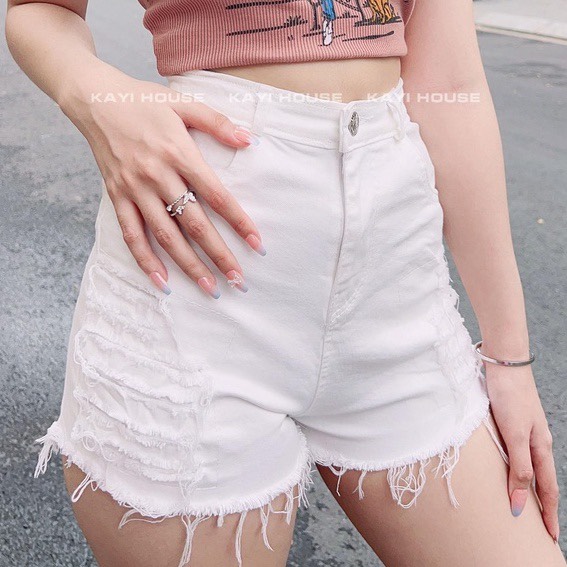 QUẦN SHORT JEAN KAKI NỮ RÁCH