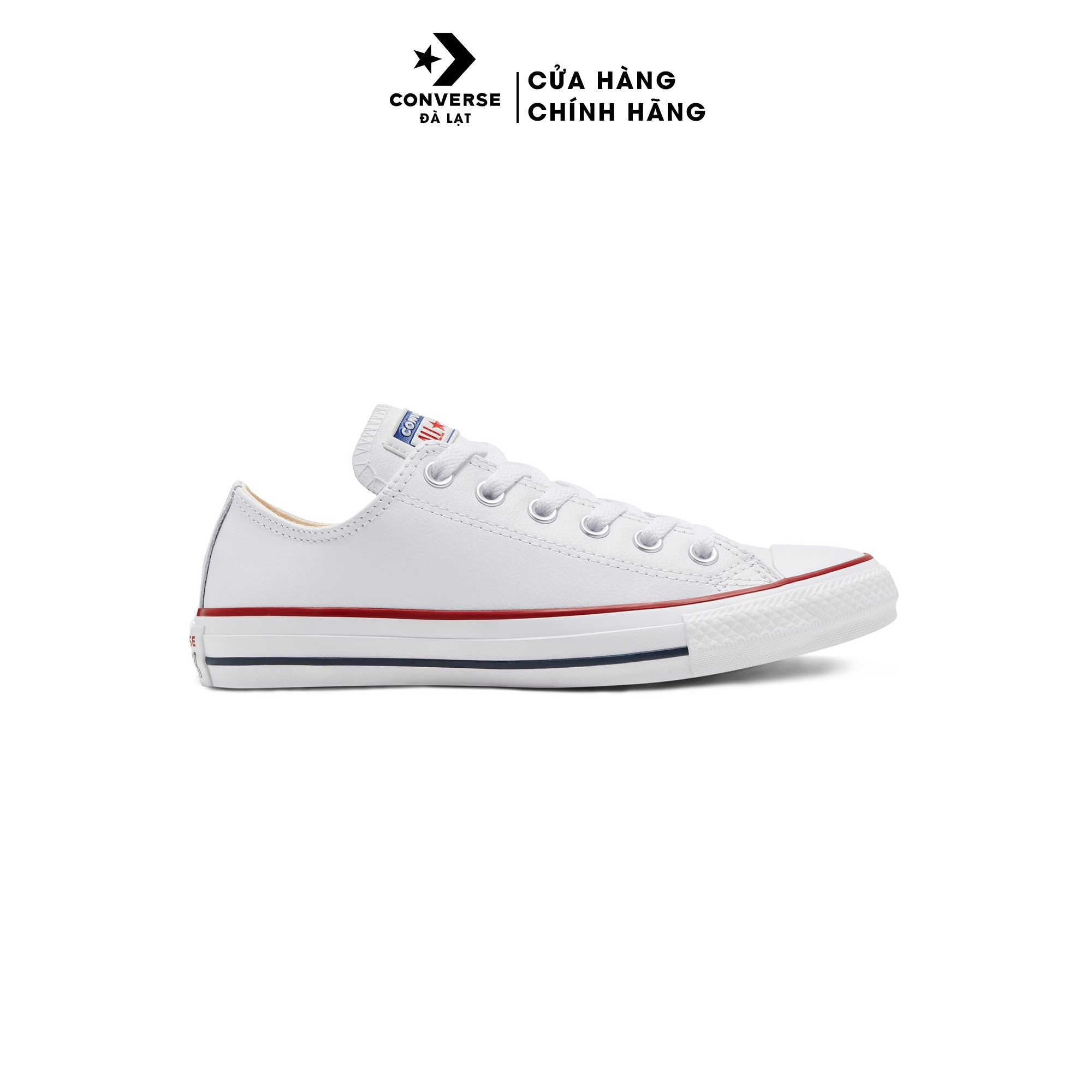 Giày Converse màu trắng sneakers cổ thấp unisex Chuck Taylor All Star Leather- 132173C