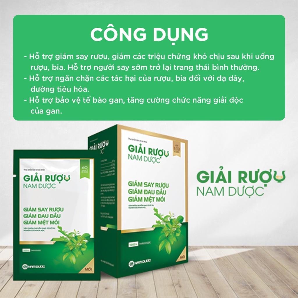 Nước giải rượu Nam Dược (hộp 6 túi) giảm say, tăng cường chức năng giải độc bảo vệ gan