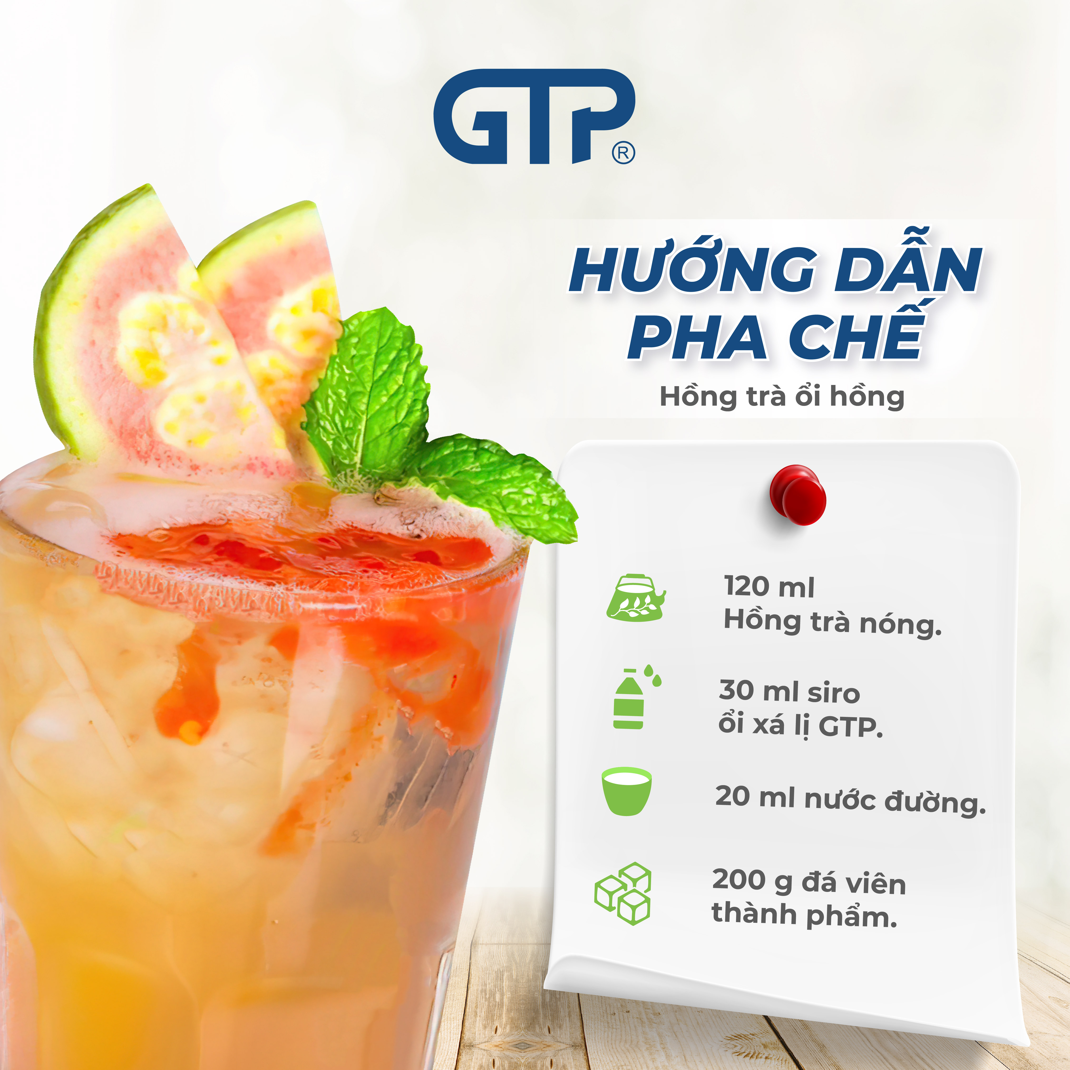 Siro Ổi Xá Lị GTP - Chuyên dùng pha chế: Trà sữa, Trà trái cây, Cocktail, Mocktail…