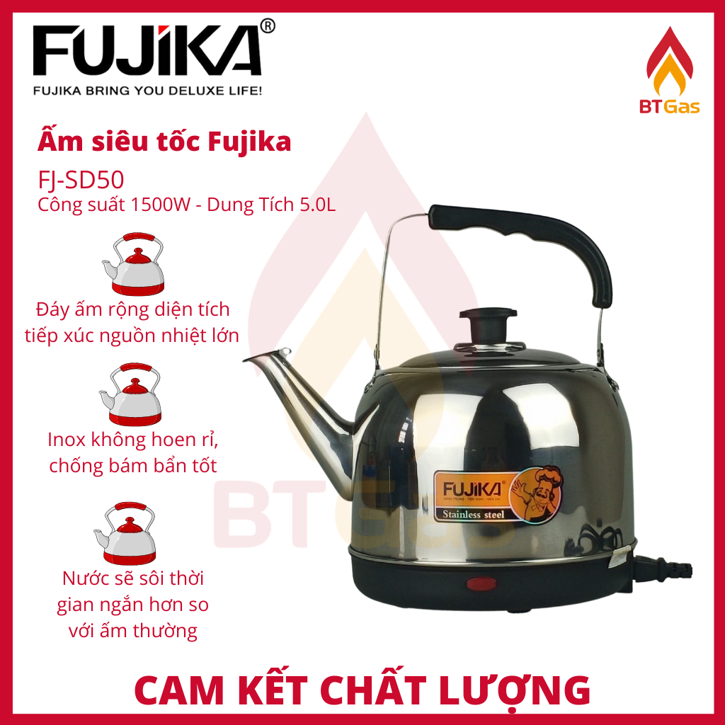 Bình đun siêu tốc 5 Lít, ấm điện bền đẹp, nấu nước an toàn Fujika FJ-SD50  - Hàng chính hãng