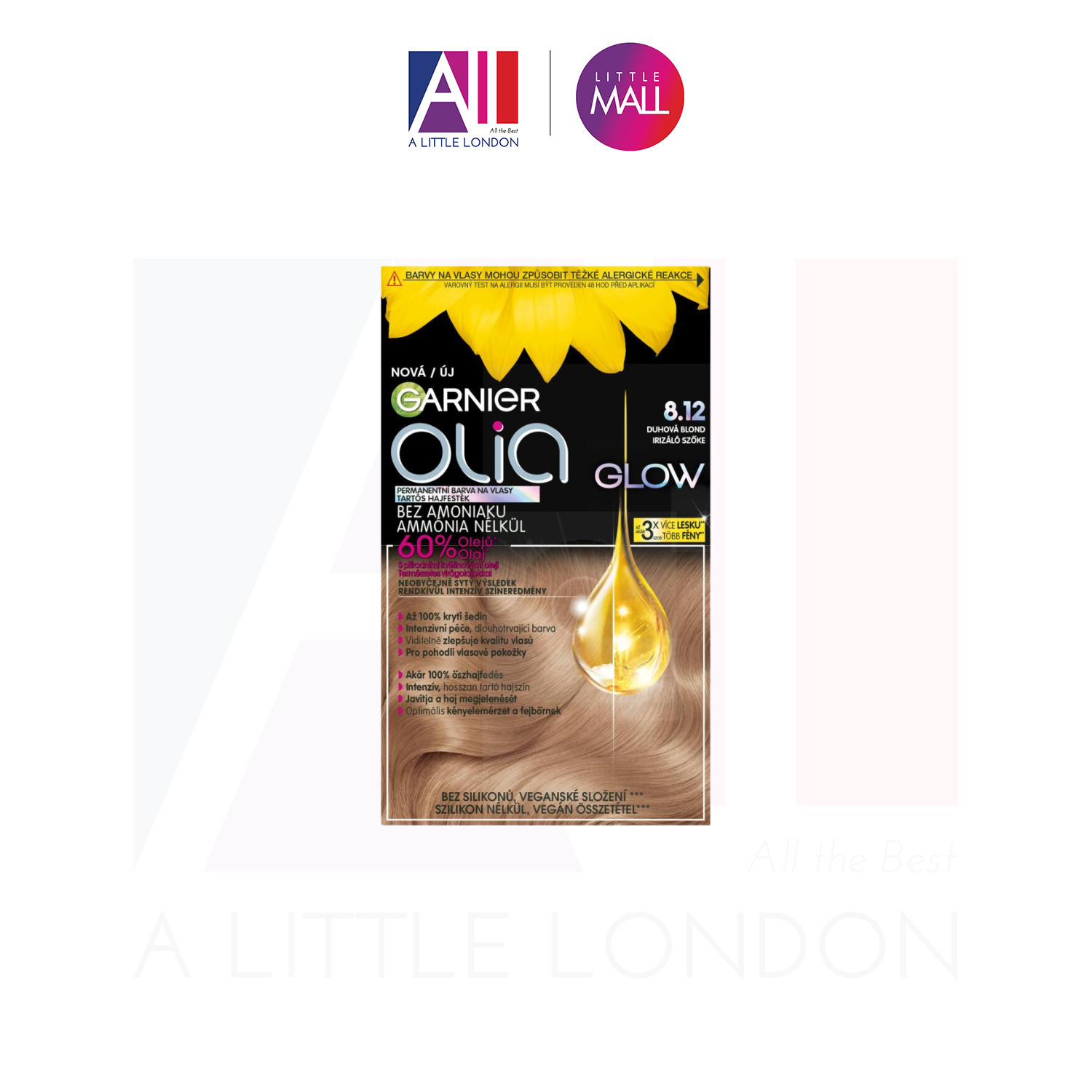 Thuốc nhuộm tóc Garnier Olia Permanent Hair Colour 8.12 Rainbow Blonde