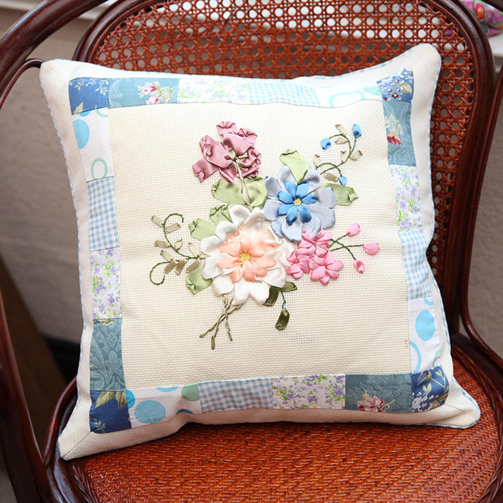 Embroidery Pillow Covers Sewing Craft Floral Pattern for Wedding Bedroom
