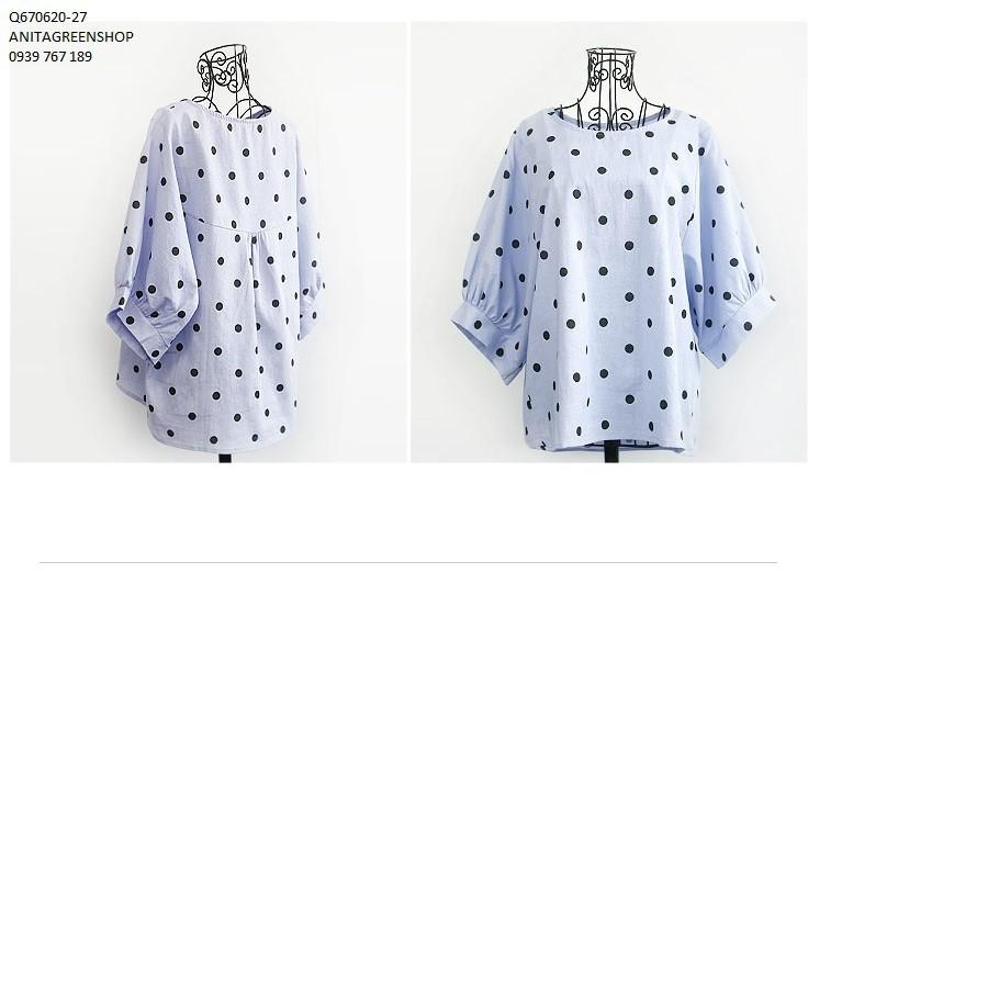 Q670620 ÁO KIỂU NỮ CHẤM BI