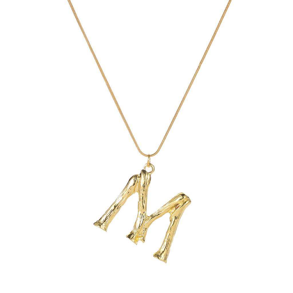 Gold Alphabet M-S Letter Pendant Necklace Snake Chain Necklace