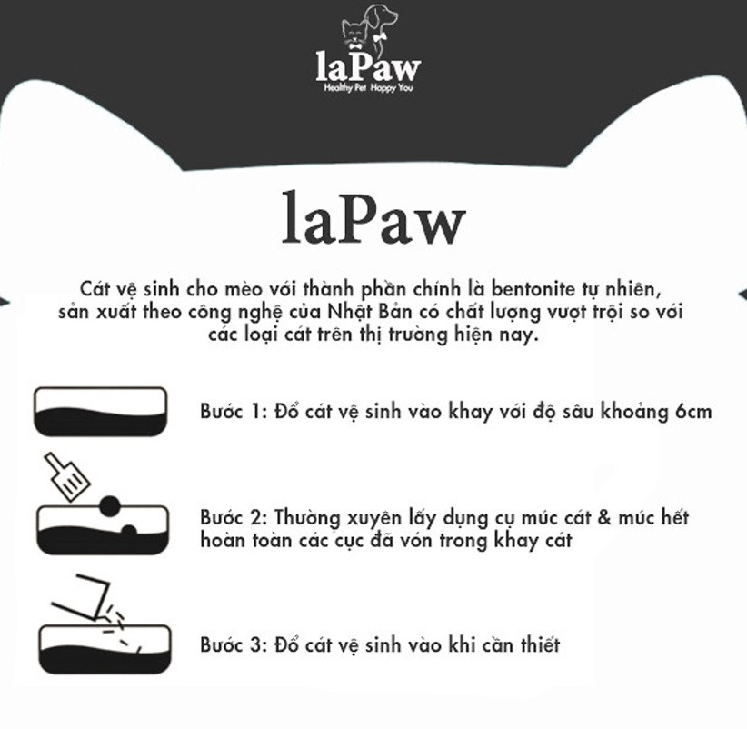 Cát vệ sinh cho mèo laPaw đất sét mix than hoạt tính 8L