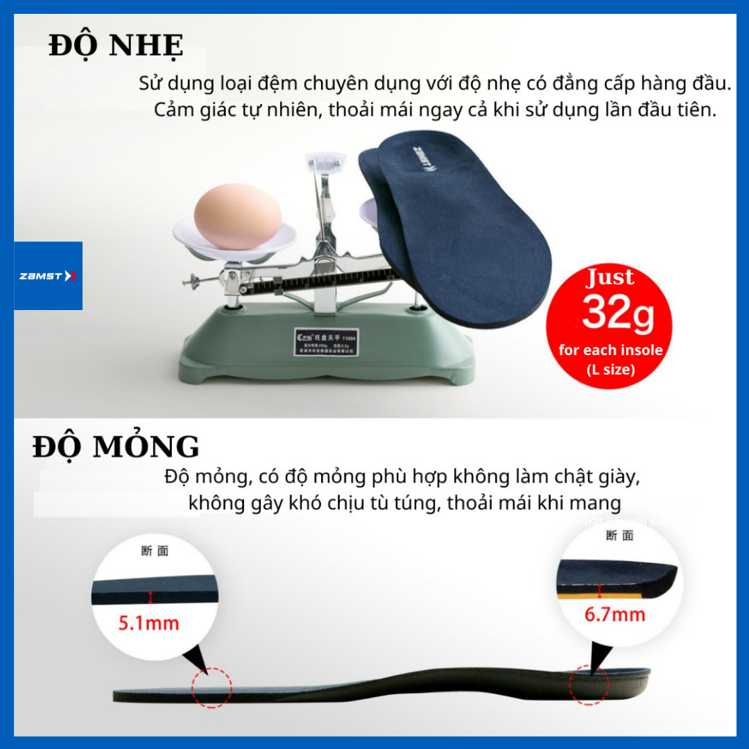 Lót giày ZAMST WALK - Footcraft cushioned for WALK hỗ trợ đi bộ