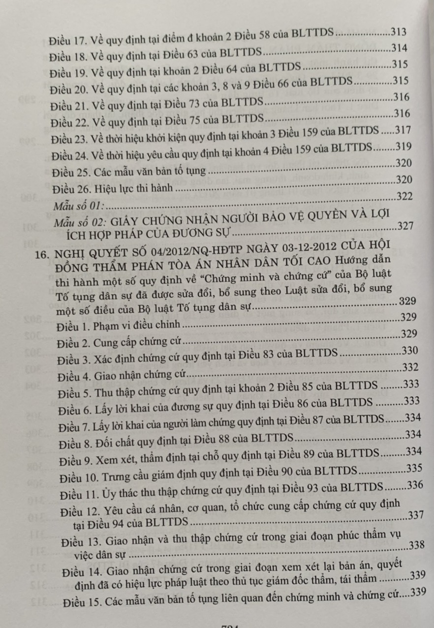 Hệ thống các nghị quyết của Hội đồng Thẩm phán Tòa án nhân dân tối cao về dân sự và tố tụng dân sự từ 1990-2023