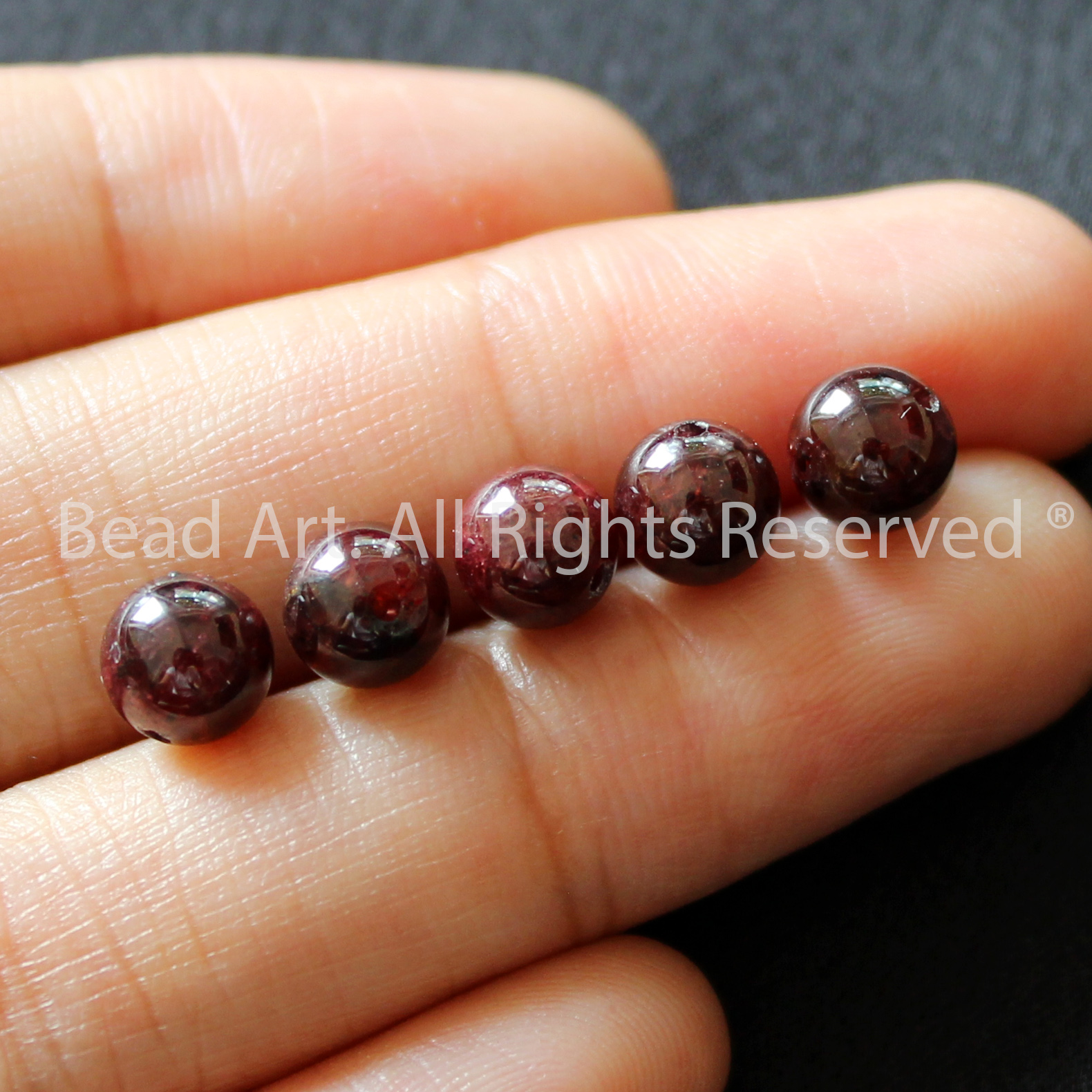 6MM Đá Garnet, Ngọc Hồng Lựu Tự Nhiên Màu Đỏ Sậm, Đá Phối Vòng Tay Phong Thuỷ, Chuỗi Hạt, Mệnh Hoả, Thổ - Bead Art