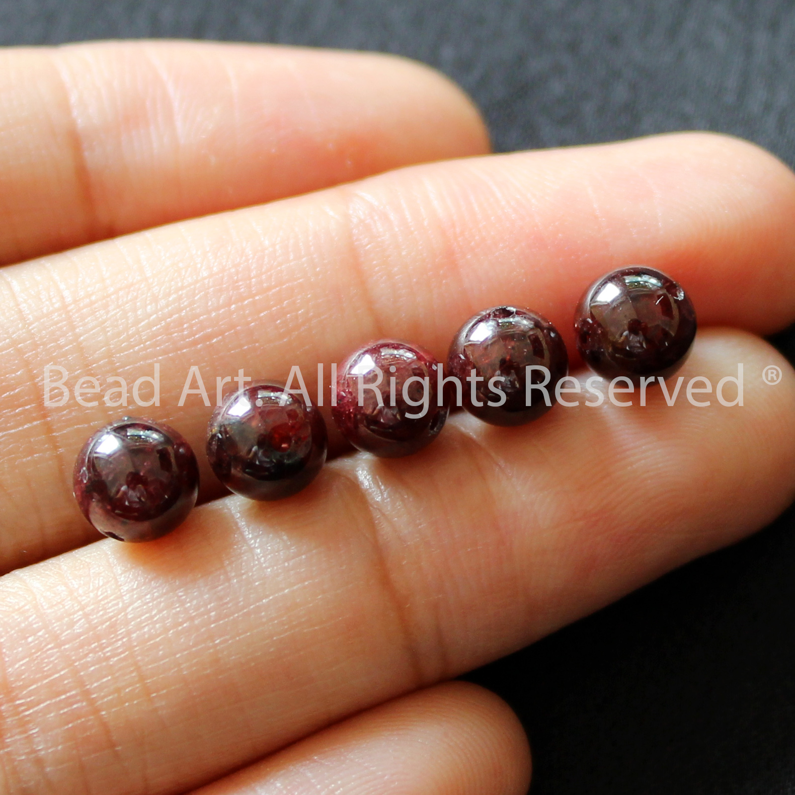 [1 Hạt/3 Hạt] 6MM Đá Garnet, Ngọc Hồng Lựu Tự Nhiên Màu Đỏ Sậm, Đá Phối Vòng Tay Phong Thuỷ, Chuỗi Hạt, Mệnh Hoả, Thổ - Bead Art