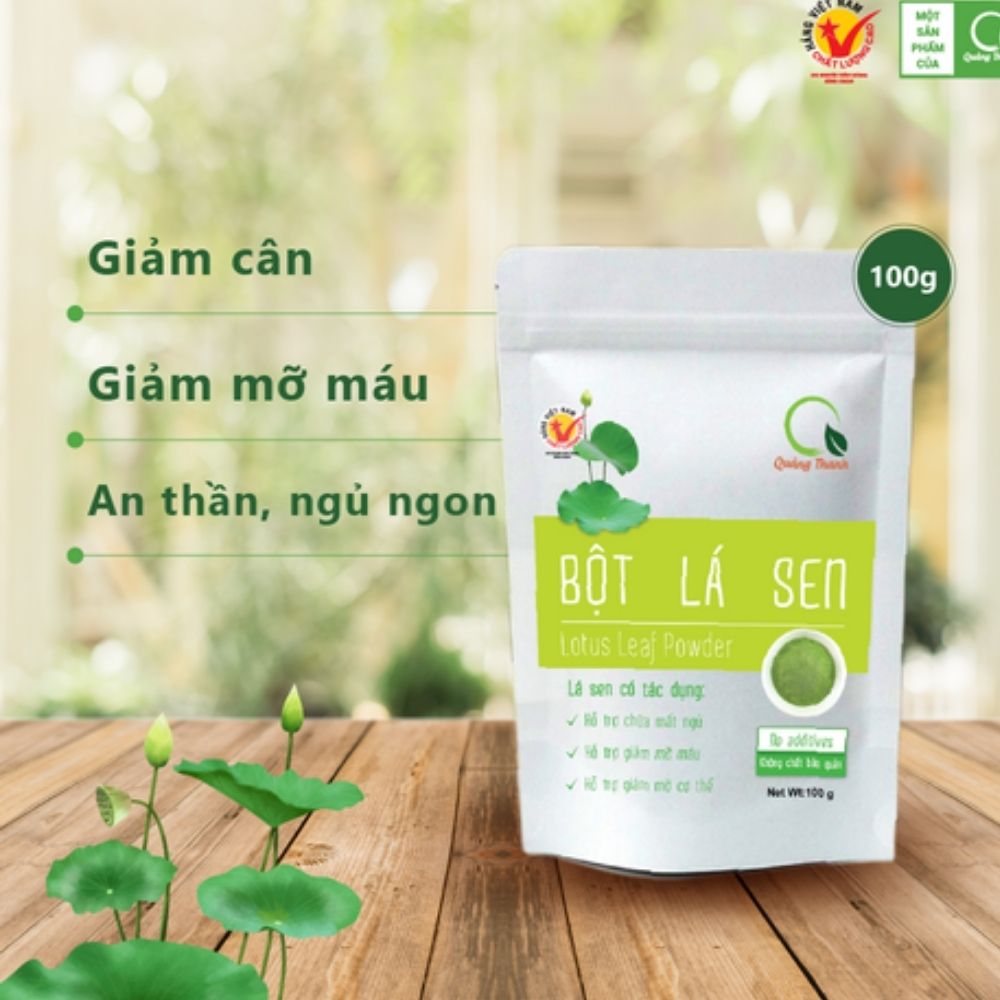 Bột lá sen sấy lạnh Quảng Thanh bịch 100gr - Hạ Mỡ Máu, Giảm Cân, Giảm mỡ nội tạng, An Thần