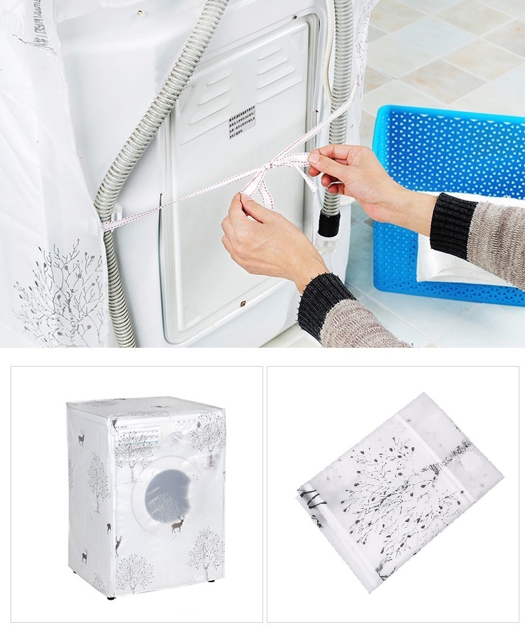 Vỏ bọc máy giặt cửa ngang, cửa trước bằng PVC chống nước, chống bụi (Hình hươu và rừng cây)