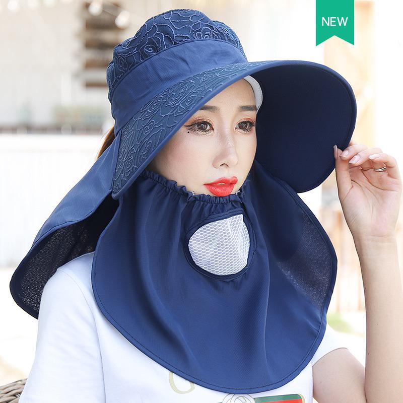 Mũ nón chống nắng đa năng nữ kèm khẩu trang trùn vai gáy, mũ rộng vành nữ