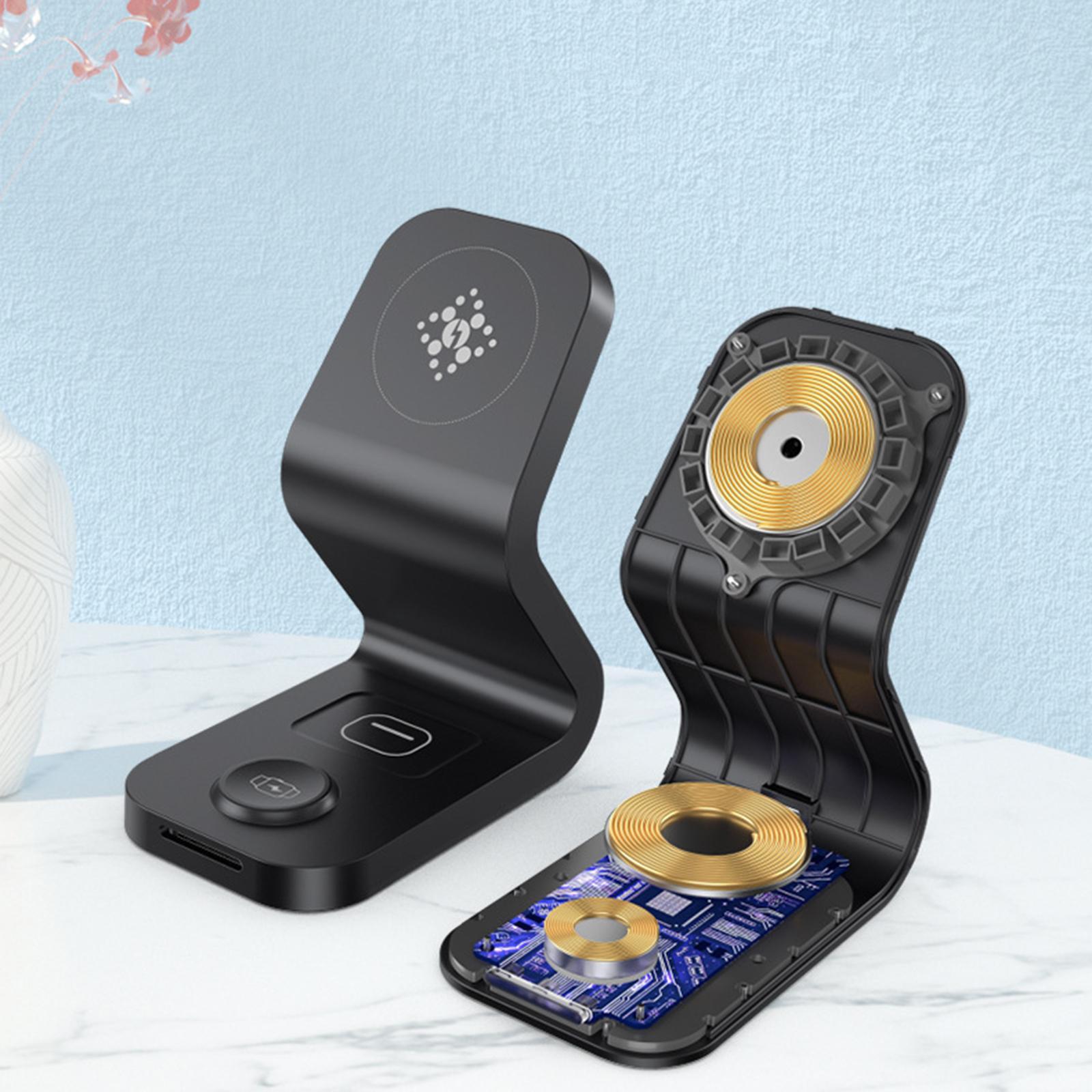 Wireless Charger 3 in 1 for  for Phones Smartphones Headphones Black