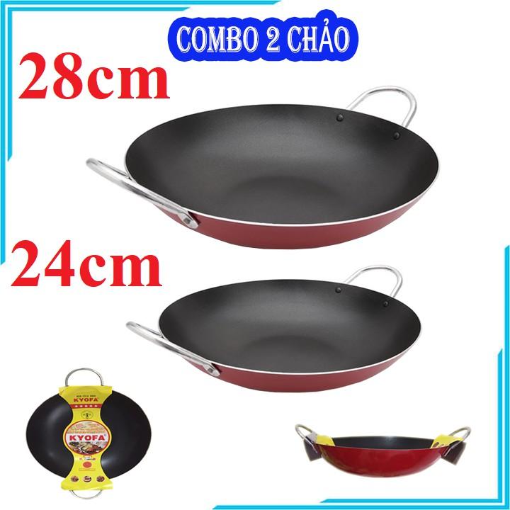 Chảo chống dính 2 quai sâu lòng size 28 cm và 24 cm - Chảo chống dính 2 quai cao cấp