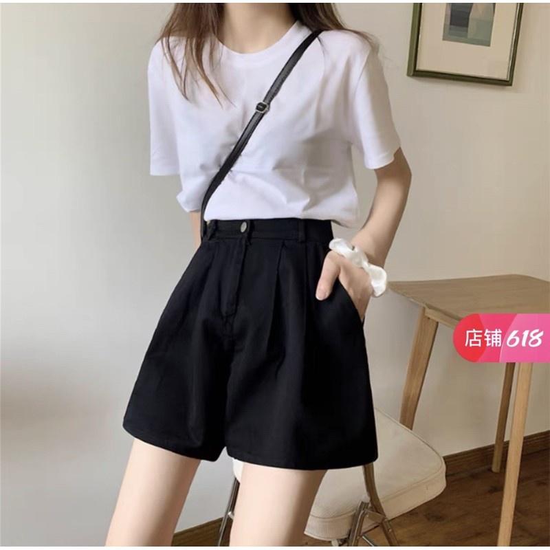 Quần đùi nữ ống rộng mùa hè lưng cao kiểu dáng sooc ulzzang, quần short đũi nữ cạp chun siêu mát KH002