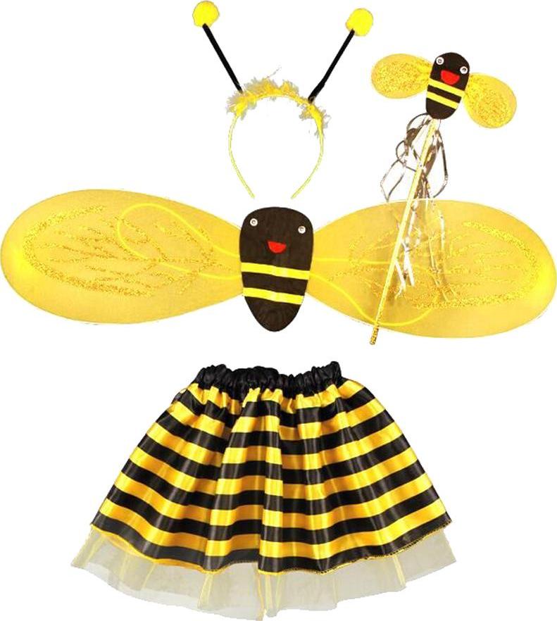 4Pc Bumble Bee Honey Girls Kids Fairy Halloween Fancy Dress Party Costume