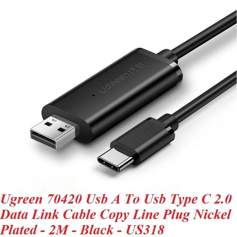 Ugreen UG70420US318TK 2m cáp truyền và sẻ dữ liệu usb a ra usb type c màu đen mạ nickel - HÀNG CHÍNH HÃNG