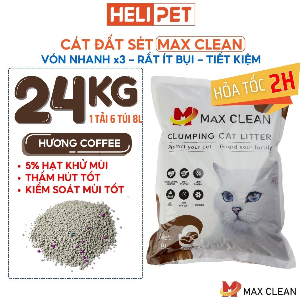 1 TẢI 6 BỊCH 24KG Cát Vệ Sinh Cho Mèo Max Clean- HeLiPet