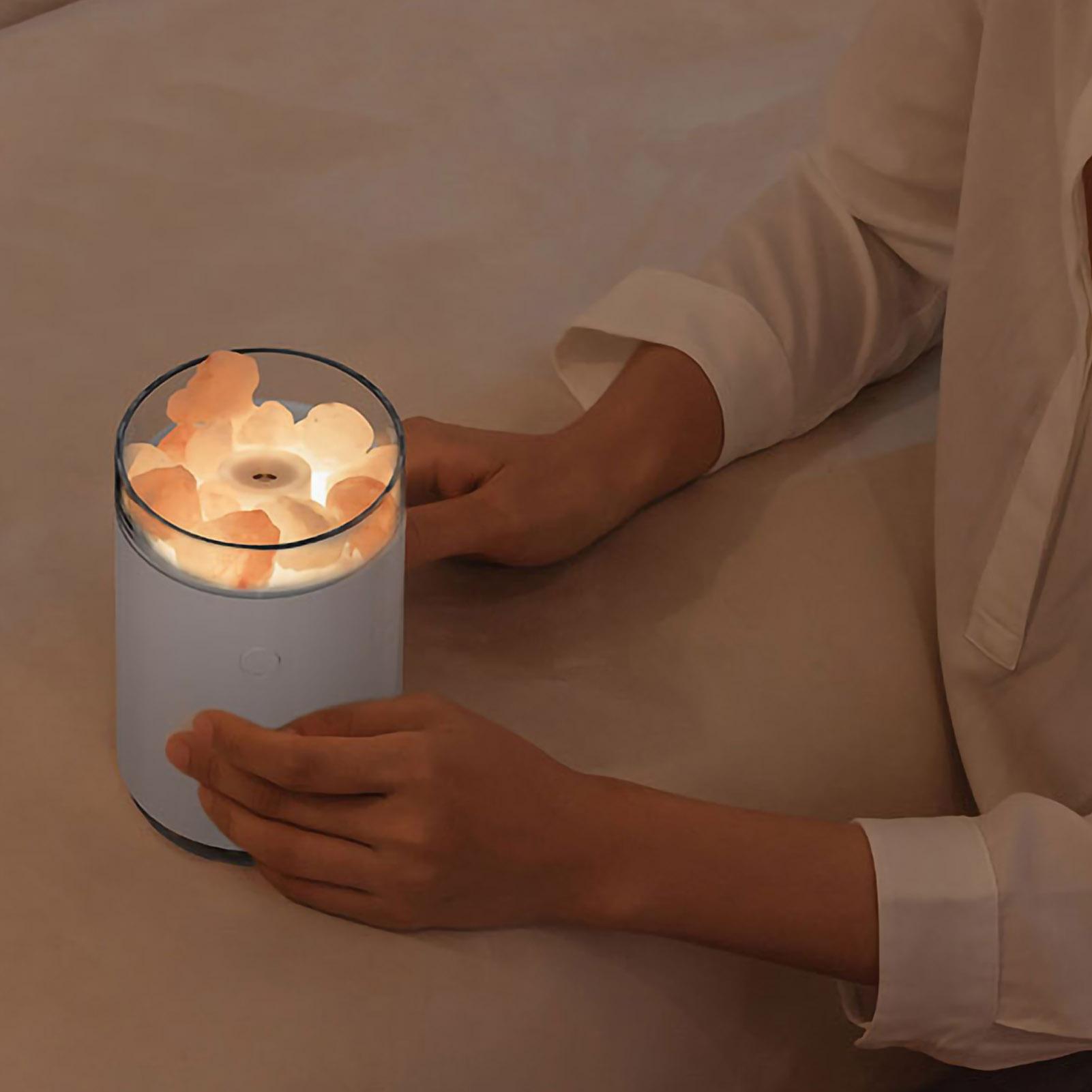 Pha Lê Đá Muối Máy Tạo Độ Ẩm Không Khí Ánh Sáng LED Nhiều Màu 260ML USB Di Động Máy Khuếch Tán Tinh Dầu Mát Sương Tạo Ẩm Cho Gia Đình