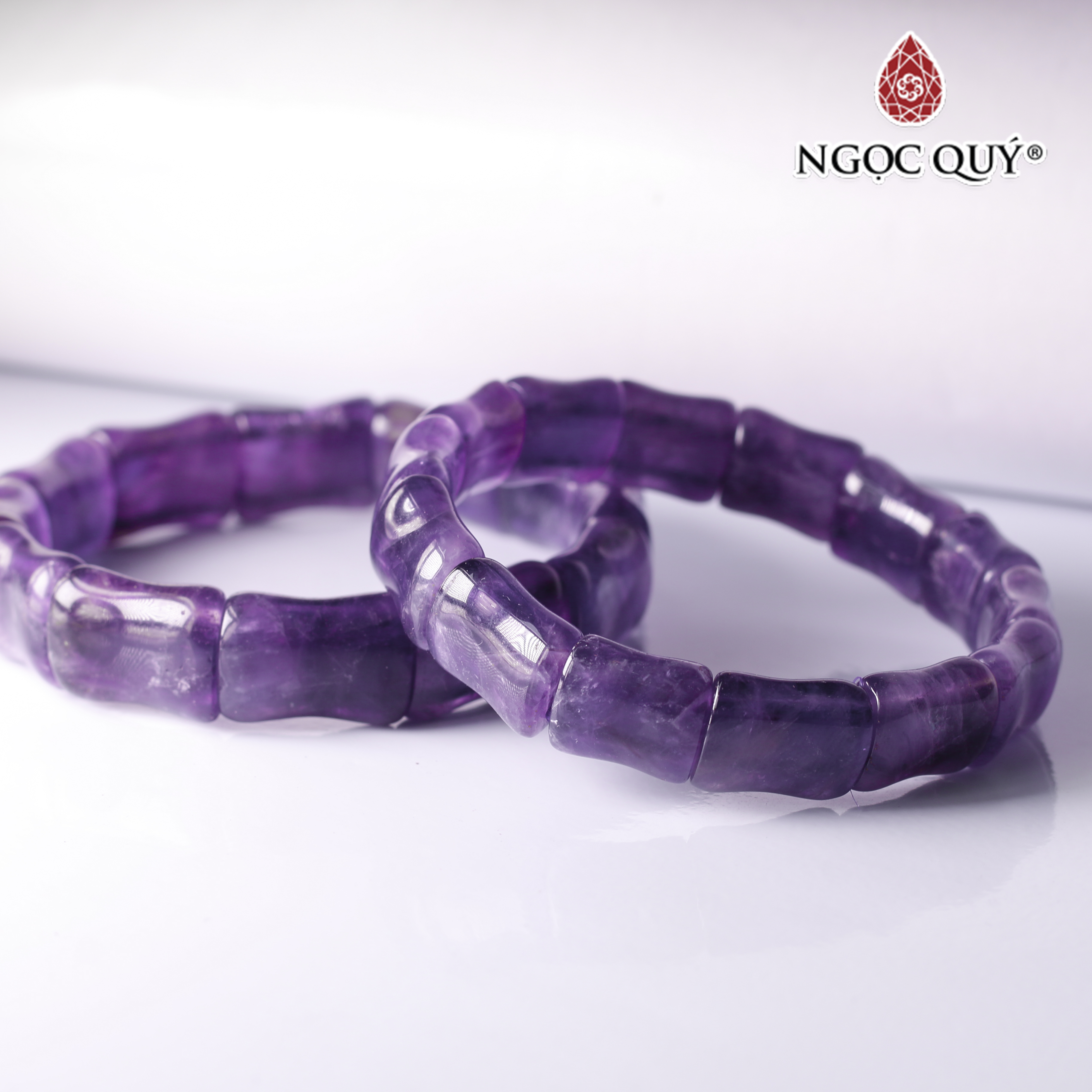 Vòng đốt trúc đá thạch anh tím cao 12mm mệnh hỏa. thổ - Ngọc Quý Gemstones