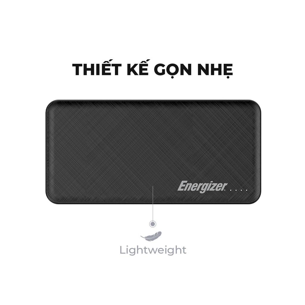 Combo sạc dự phòng Energizer 10,000mAh UE10053 + Sạc ô-tô Energizer 2.4A 2USB màu đen kèm cáp USB-C2.0 - DCA2BHC23 - Hàng chính hãng