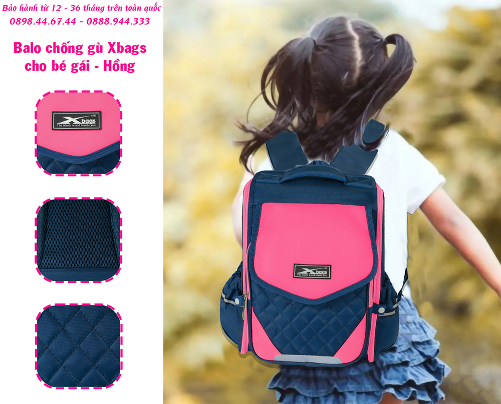 Ba lô chống gù cho bé gái Xbags Xb 3107