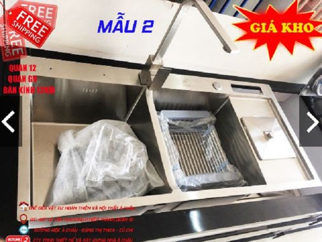 Chậu rửa chén 2 hộc inox 304 có hộc rác