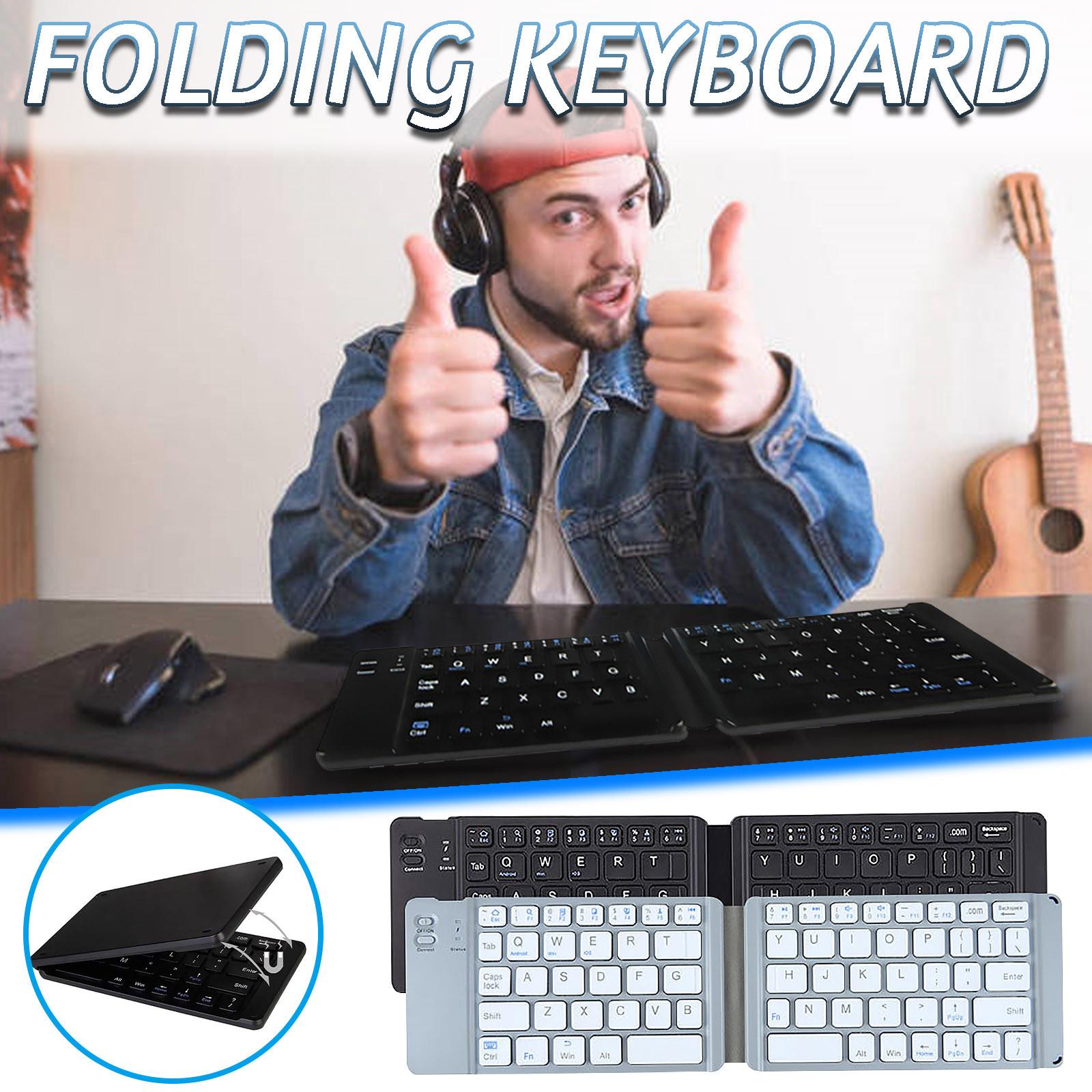Mini Bàn Phím Bluetooth Gập Di Động Không Dây Bàn Phím PC Siêu Mỏng Bàn Phím Dành Cho Máy Tính Laptop Máy Tính Bảng Điện Thoại Di Động Клавиатура