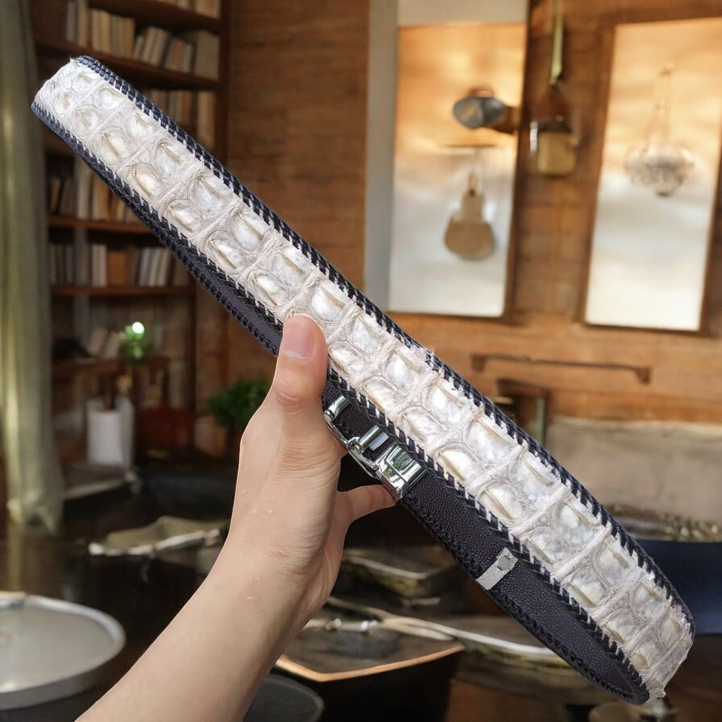 Thắt lưng cá sấu Bạch tạng đan thủ công siêu chất!