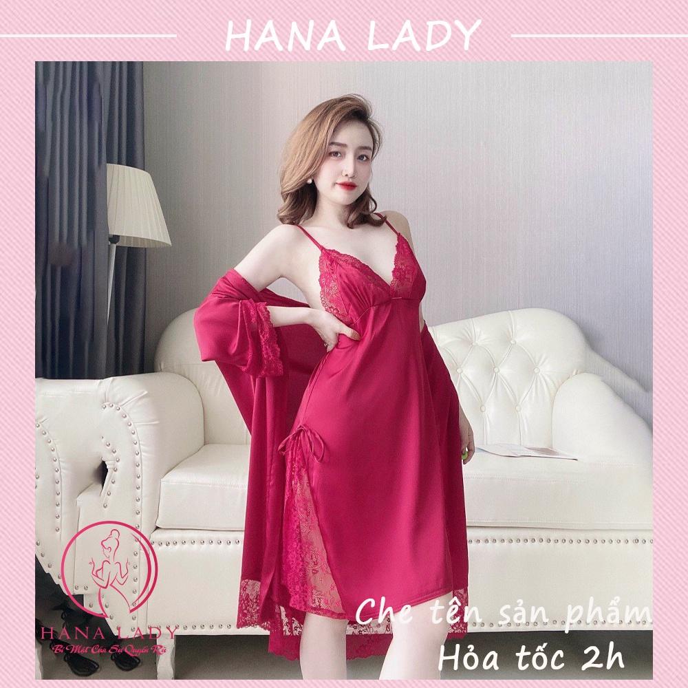 Váy ngủ lụa xẻ tà kèm choàng sáng chảnh VN496