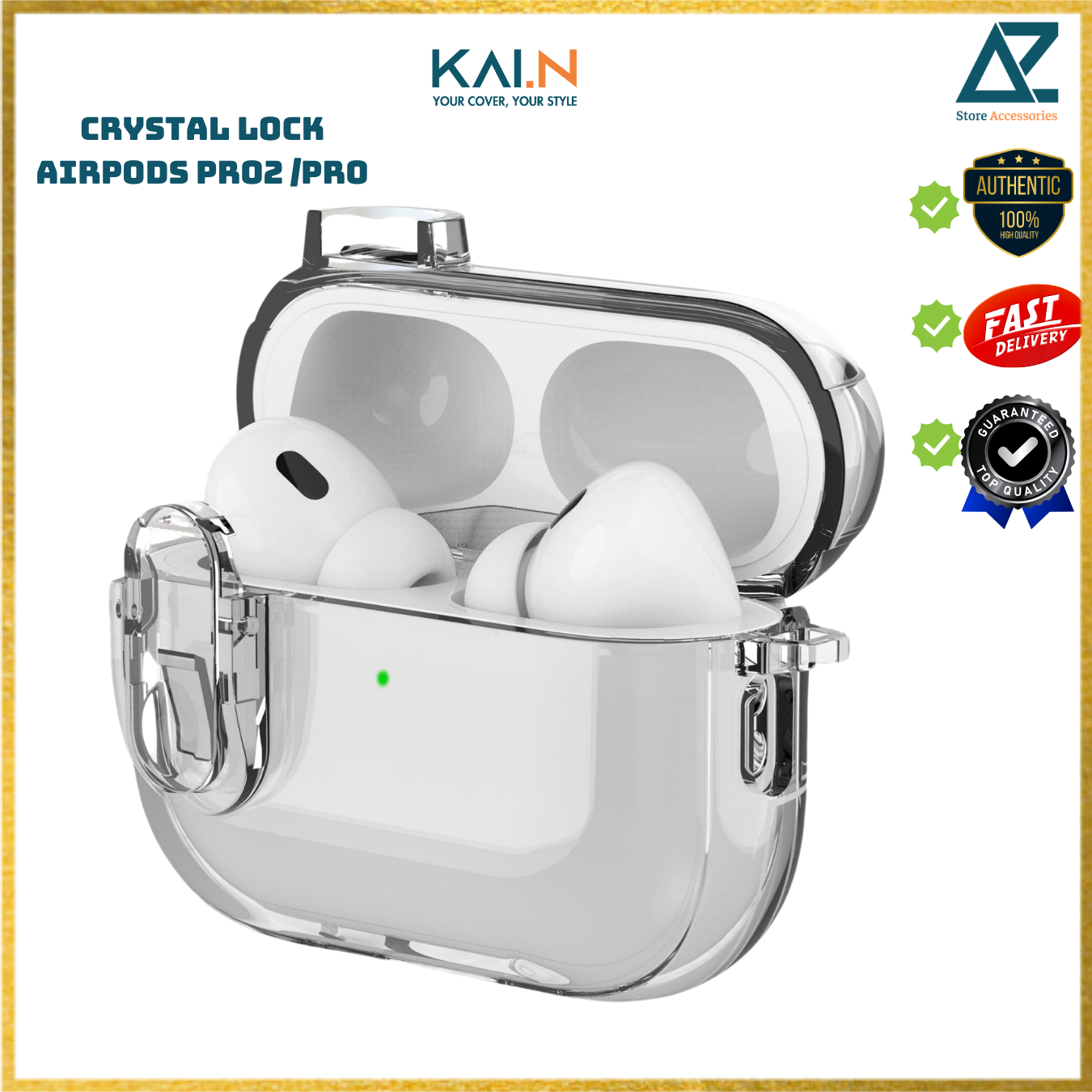 Ốp Case bảo vệ Kai.N Crystal Lock cho Airpods Pro/ Airpods Pro 2, Khoá An Toàn, Chống Sốc_ Hàng chính hãng