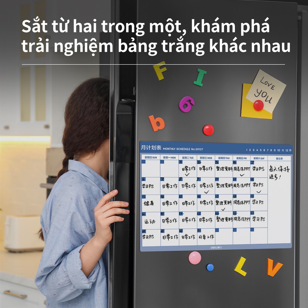 Bảng nhắc việc từ tính không viền Deli 420x300mm - 50127