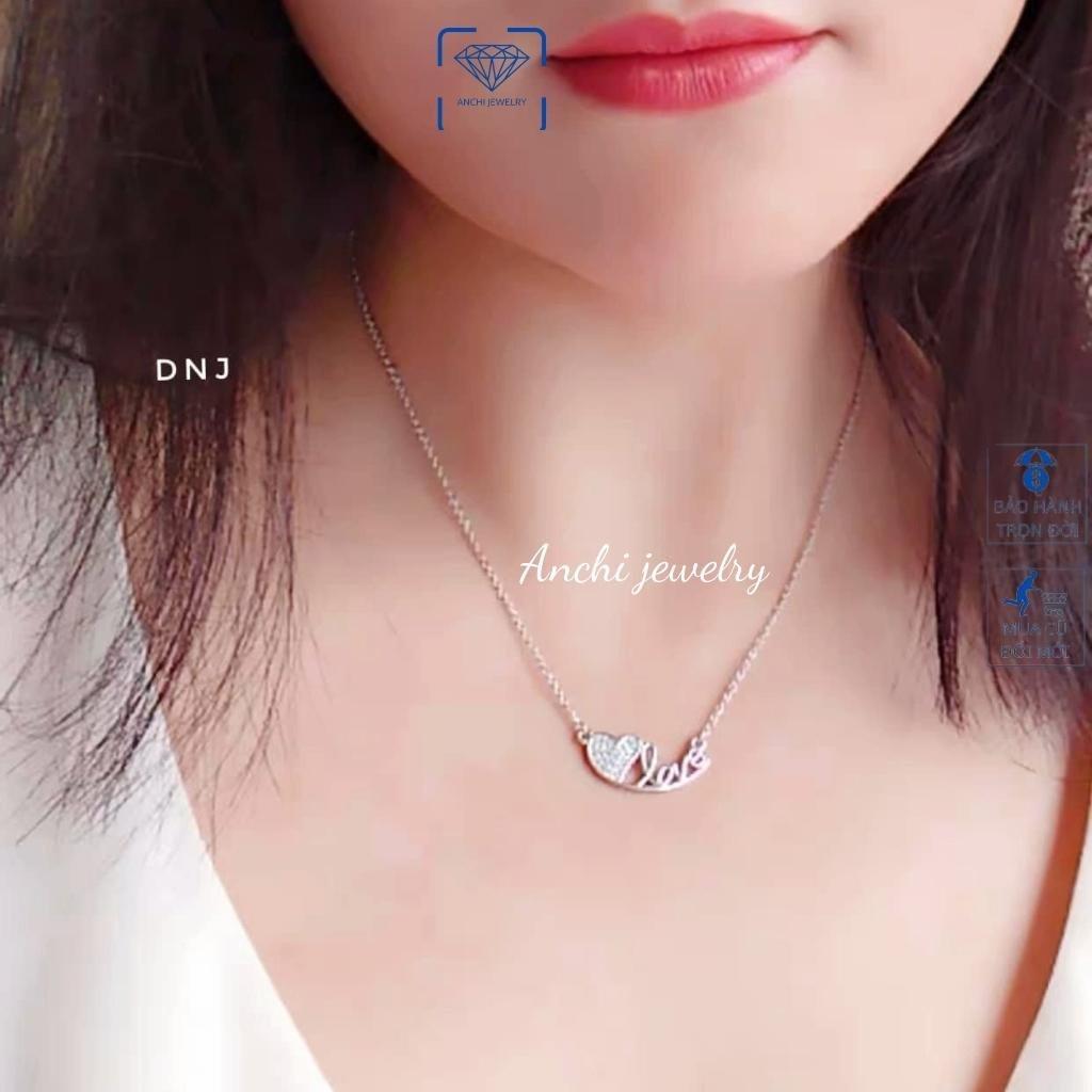 Vòng cổ nữ mặt tim chữ LOVE bạc ta nguyên chất cá tính - Anchi jewelry, quà tặng bạn gái