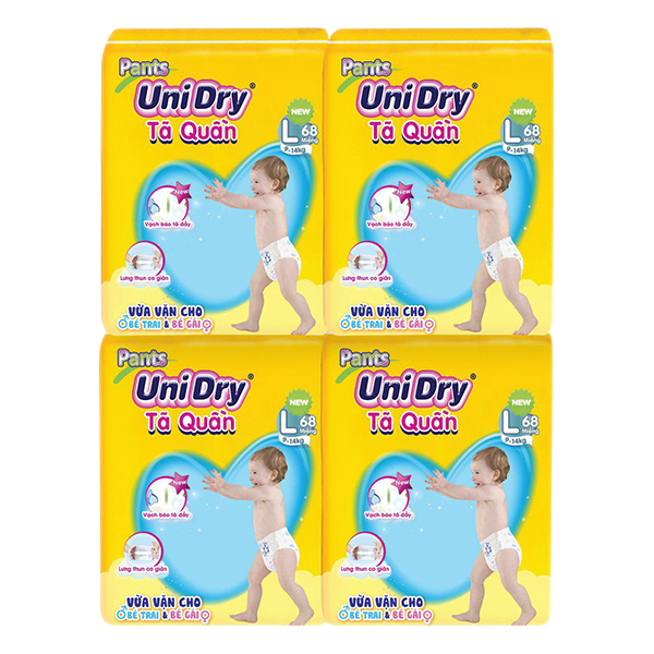 Combo 4 Tã Quần Unidry Ultra Jumbo L68 (68 Miếng)