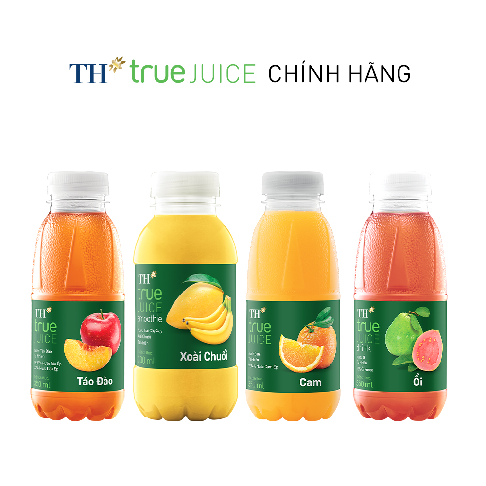 Thùng 24 chai mix táo đào, xoài chuối, cam, ổi tự nhiên TH True Juice 350ml (350ml x 24)