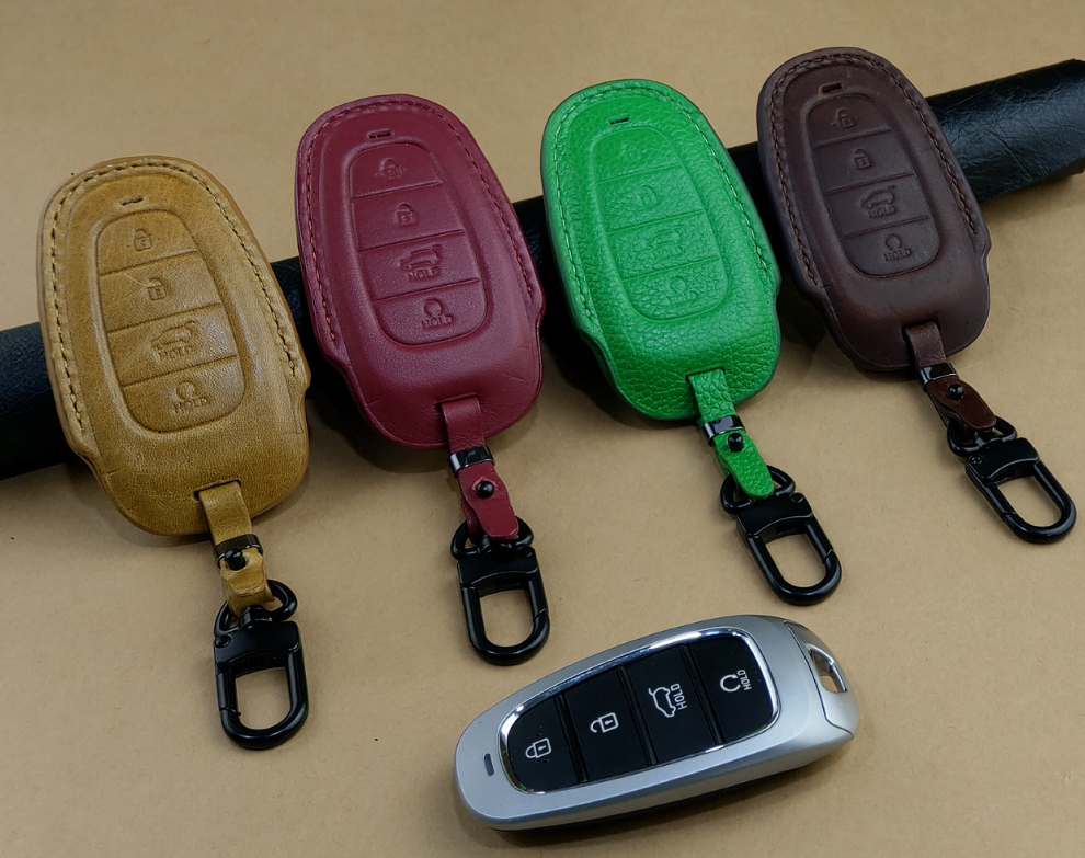 Bao da ép phom Handmade chìa khóa xe ô tô Hyundai SANTAFE da bò thât giá tận xưởng (có bán sỉ) - hàng chính hãng