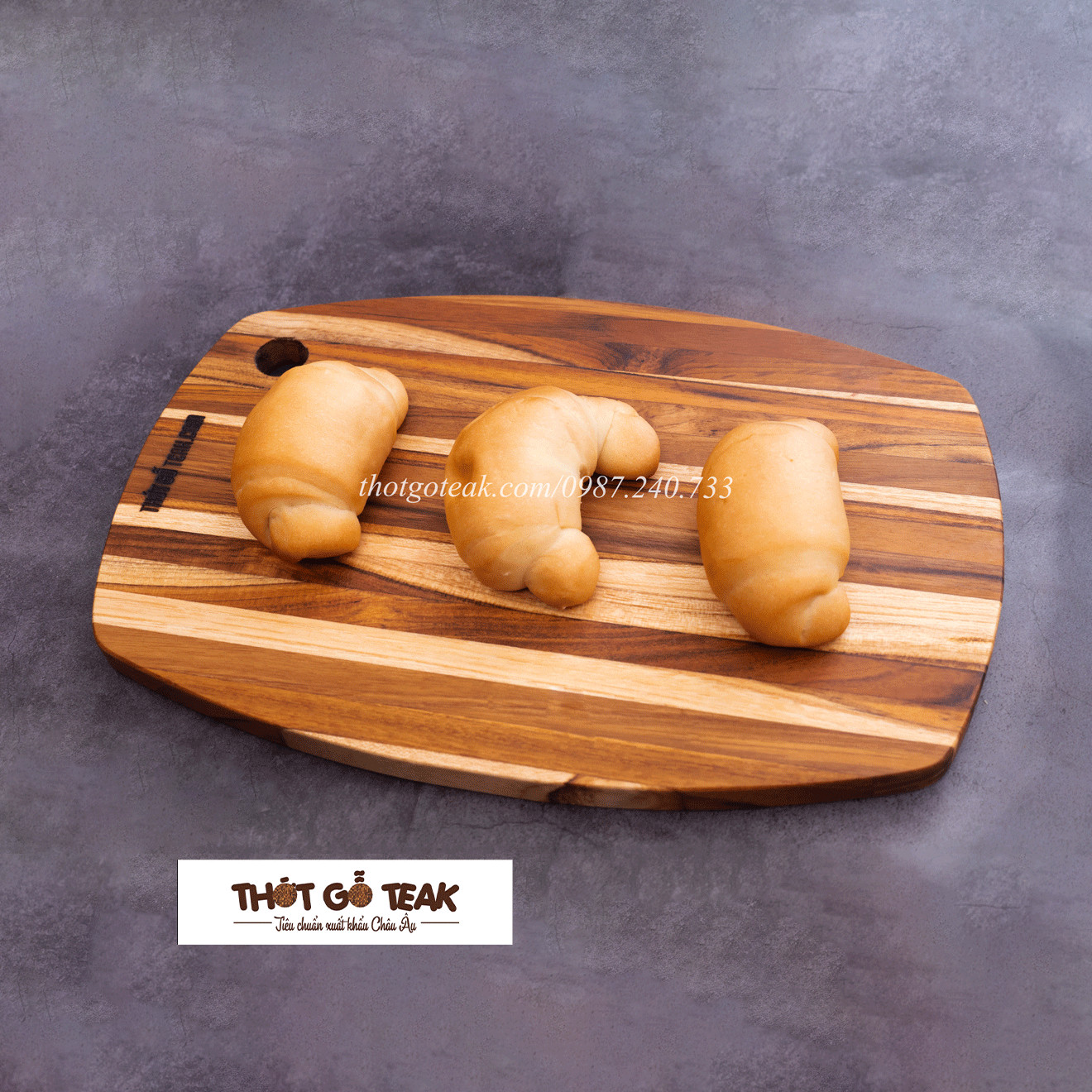 Thớt Gỗ Teak Cao Cấp - Cắt Thái, Trang Trí - 30,5x20,5x1,4cm - OV0L1 | HTX DAO PHÚC SEN