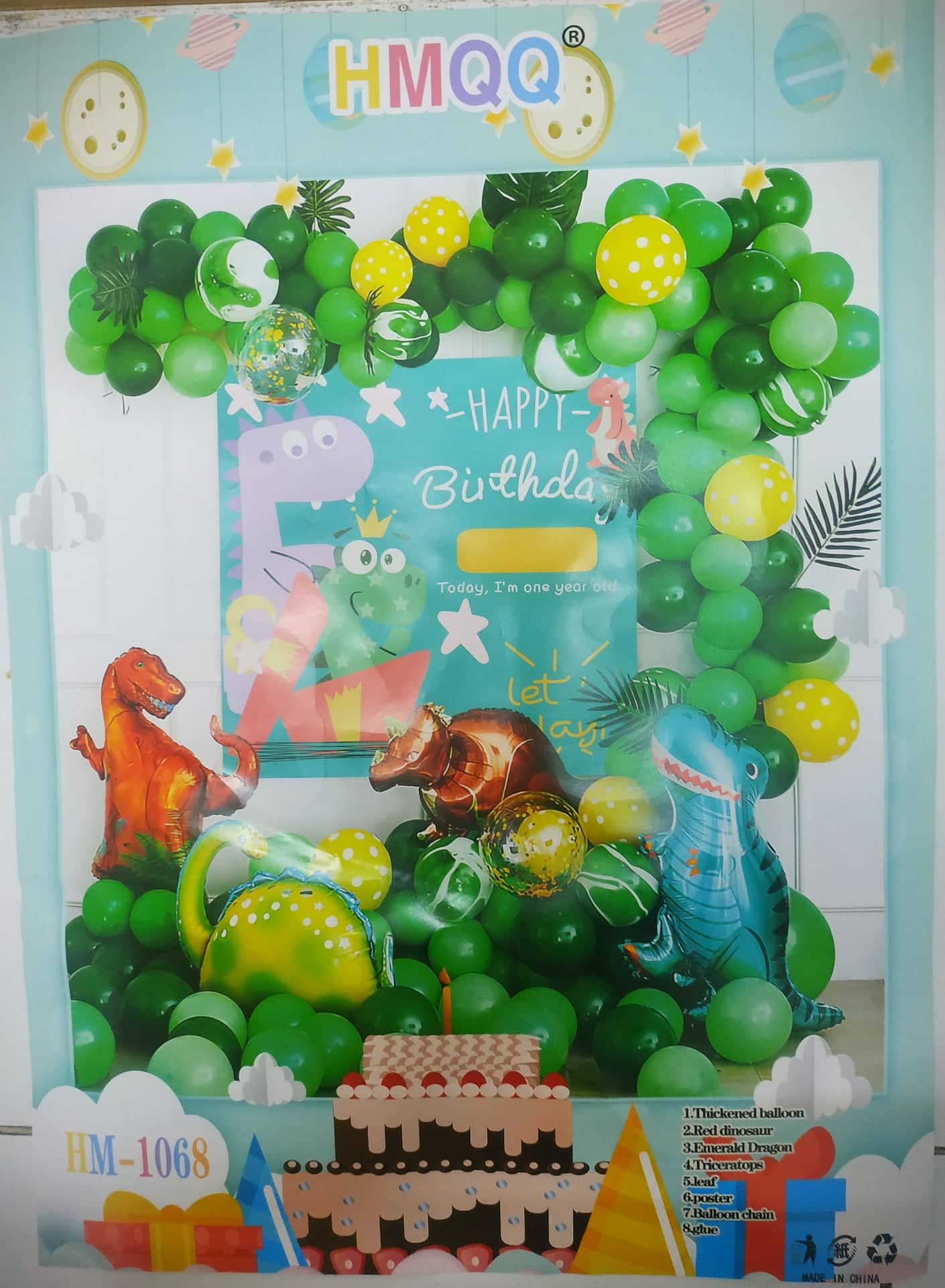 Set bong bóng trang trí sinh nhật, sự kiện cho bé chủ đề Khủng long trong Rừng xanh (mẫu 2)