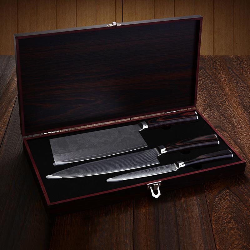 DAO - BỘ 3 DAO BẾP NHẬT BẢN THÉP DAMASCUS MÃ A11 DT2 nt topcomshop vn