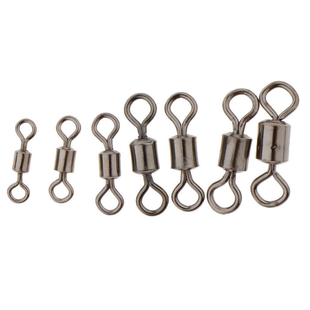 2-4pack 100pcs Fishing Barrel Bearing Rolling Swivel Solid Ring Connector Snap 8