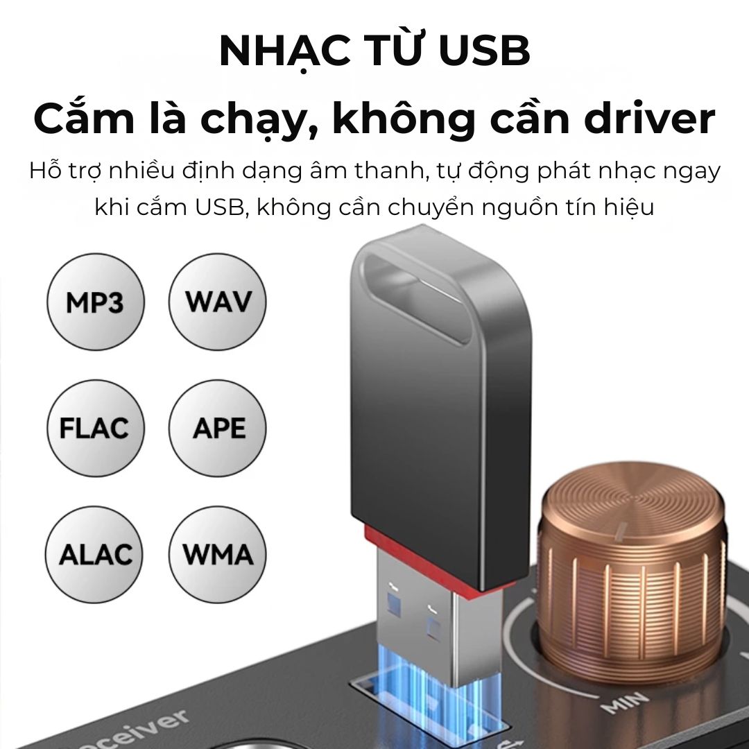 Bộ Thu Âm Thanh Bluetooth 6.0  RCA/AUX/USB + Mic 6.5mm Hát Karaoke, Kết Nối Kép M6R - Hàng Nhập Khẩu