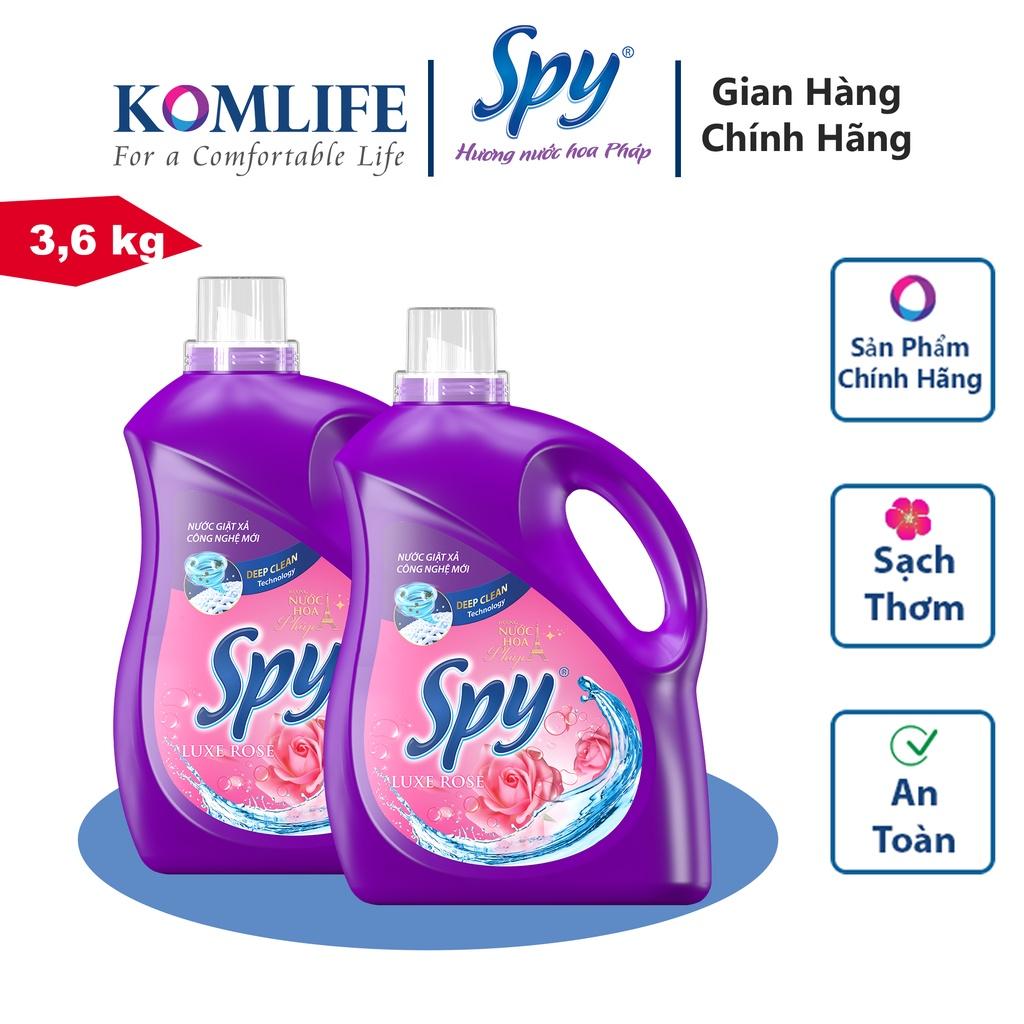 Can nước giặt xả SPY Deep Clean  3,6 kg hương hoa Hồng sạch sâu, thơm lâu giúp làm mềm vải