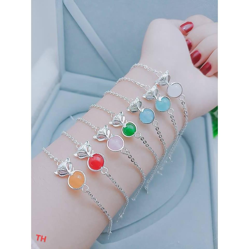Lắc tay hồ ly gắn đá phong thủy theo mệnh -