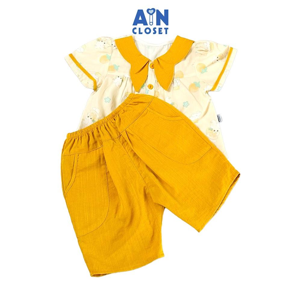 Bộ quần áo Lửng bé gái họa tiết Dâu Vàng cotton - AICDBGWGTBE5 - AIN Closet