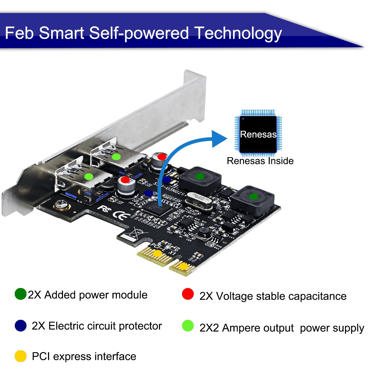 Card PCI-E mở rộng ra 2 cổng USB 3.0 không cần nguồn phụ D00-249